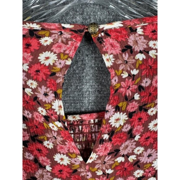 NEW Knox Rose Boho Floral Smocked Peasant Top Medium Long Sleeve Blouse Ruffle - Picture 12 of 12